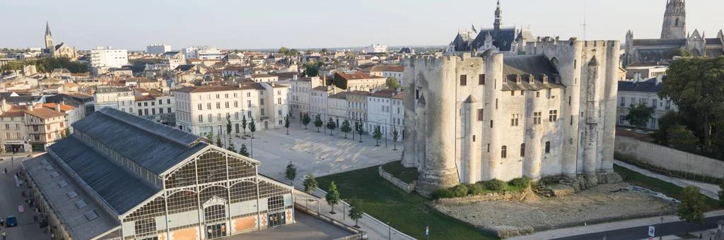 ville aerienne sur la ville de niort en nouvelle quitaine